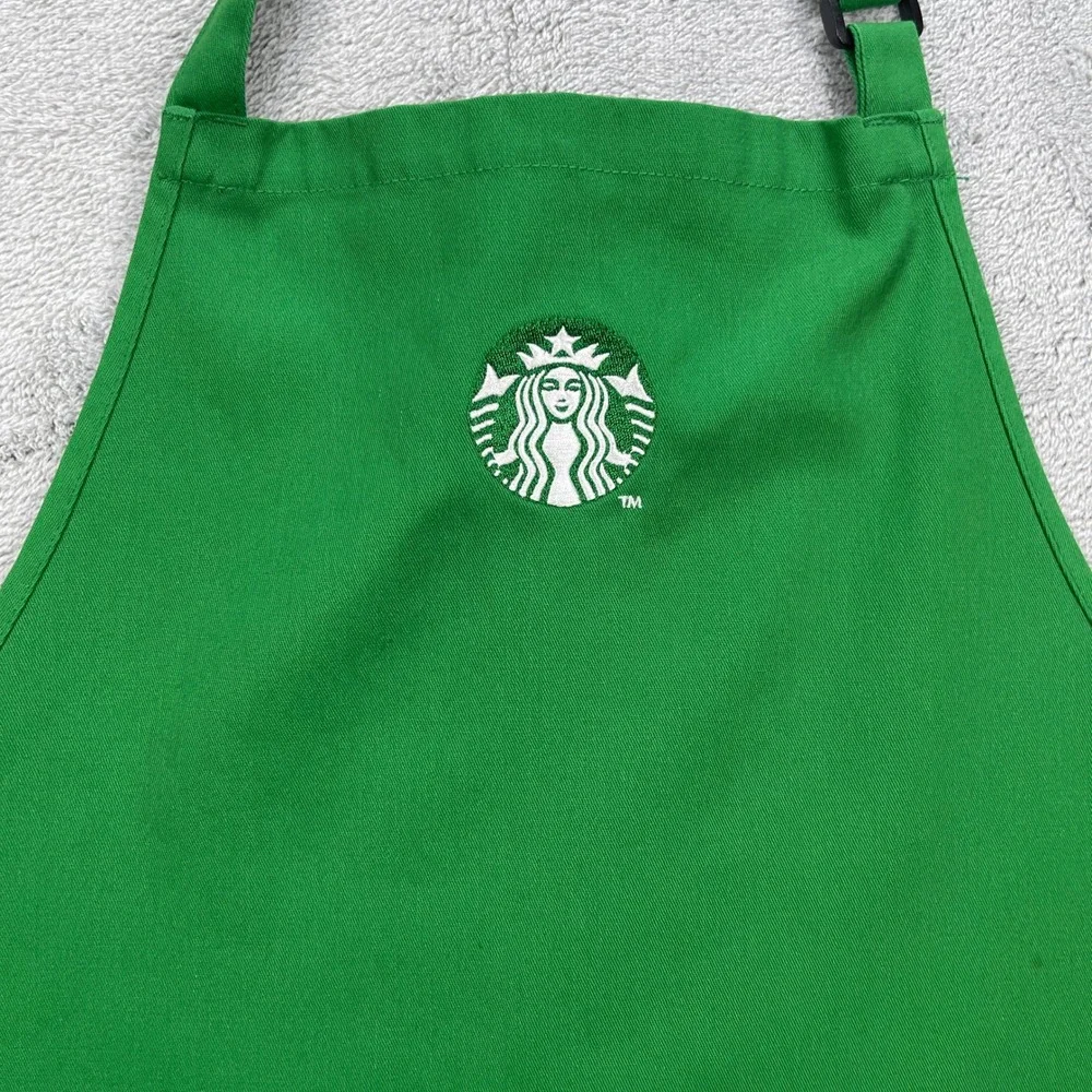 Starbucks Apron Unisex One Size Green Embroidered Siren Logo Bib Two Pockets